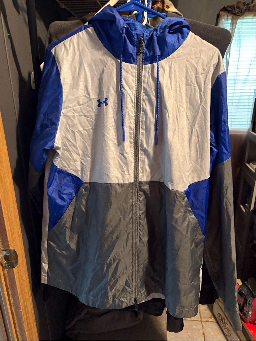 Under Armour Blue Gray Colorblock Windbreaker Jacket